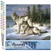Figured'Art Schilderen op Nummer Volwassenen canvas Wolfspaar - Handwe...