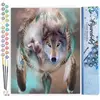 Figured'Art Schilderen op Nummer Volwassenen canvas Wolven en veren - ...