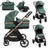 BEBELISSIMO - Poussette combinée trio 3 en 1 - siège auto 0+ IRIS   nacelle   dès la naissance   jusqu’à 22kg  - vert