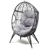 Concept-Usine Jane - Fauteuil Oeuf Sur Pied En Rotin Gris