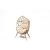 CONCEPT USINE JANE - Fauteuil oeuf sur pied en résine beige effet rotin