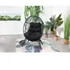 CONCEPT USINE JANE - Fauteuil oeuf sur pied en résine noir effet rotin