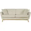 CONCEPT USINE Hoga Velours Côtelé Beige Canapé Scandinave 3 Places + 2 Coussins