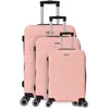 Set de 3 Valises - SUPERFLY - Tropic (Rose) - ABS - 4 Roulettes Doubles - Cadenas Intégré