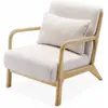 SWEEEK Fauteuil à bouclettes blanches. bois et tissu. 1 place droit fixe. pieds compas scandinave. structure en bois solide. assise