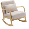 SWEEEK Fauteuil à bascule design en bois et tissu. 1 place. rocking chair scandinave. beige