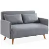 SWEEEK Canapé convertible en tissu - Panam - 2 places scandinave. pieds bois clair. gris clair. banquette. dossier inclinable