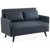 SWEEEK Canapé convertible en tissu - Panam - 2 places scandinave. pieds bois foncé. gris foncé. banquette. dossier inclinable