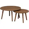 SWEEEK Lot de 2 tables basses rondes décor bois de noyer Népal