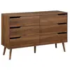 SWEEEK Commode décor bois de noyer. 6 tiroirs. pieds en pin massif