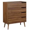 SWEEEK Commode décor bois de noyer. 4 tiroirs. pieds en pin massif