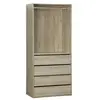 SWEEEK Module dressing avec 4 tiroirs et 1 penderie naturel. panneaux stratifiés