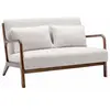 SWEEEK Banquette à bouclettes . pieds bois d'hévéa teinté noyer clair. 2 places droit fixe. pieds compas scandinave