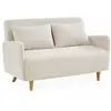 SWEEEK Canapé convertible 2 places scandinave - Panam - pieds bois. bouclettes blanches. banquette. dossier inclinable