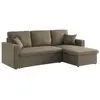 SWEEEK Canapé d'angle convertible en tissu marron - IDA - 3 places. fauteuil d'angle réversible coffre rangement lit modulable