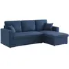Sweeek Canapé D'angle Convertible En Tissu Bleu - Ida - 3 Places Fauteuil D'angle Réversible Coffre