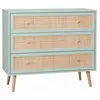 SWEEEK Commode en décor bois vert céladon et cannage 90x39x79cm - Bohème - 3 tiroirs