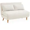 SWEEEK Canapé convertible en tissu bouclettes blanches- Guesta - 2 places scandinave. pieds bois foncé. banquette. dossier inclinable