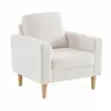 SWEEEK Fauteuil à bouclettes blanc cassé. scandinave  - Bjorn - Canapé 1 place fixe droit pieds bois