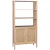SWEEEK Bibliothèque effet bois et cannage - Bohème - 4 niveaux. 2 portes. 5 étagères