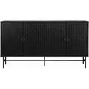 SWEEEK Buffet de rangement noir. Bazalt. quatre portes. deux étagères. L 157.5 x l 39 x H 83cm