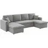 Canapé panoramique convertible en tissu gris clair - SWEEEK - 4 places...