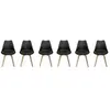 SWEEEK Lot de 6 chaises scandinaves. pieds bois de hêtre. chaises 1 place. noirs