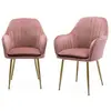 SWEEEK Lot de 2 fauteuils en velours vieux rose et pieds en métal doré. Shella L 58 x P 58 x H 85cm