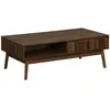 Table basse couleur teinté noyer - SWEEEK - Linear - Bois foncé - Blanc - Scandinave - Moderne