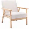 SWEEEK Fauteuil scandinave en bois et tissu crème. Isak. L 64 x P 69.5 x H 73cm