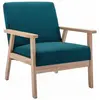 SWEEEK Fauteuil scandinave en bois et tissu bleu pétrole. Isak. L 64 x P 69.5 x H 73cm