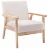 SWEEEK Fauteuil scandinave en bois et tissu bouclette. Isak. L 64 x P 69.5 x H 73cm