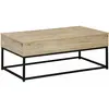 SWEEEK Table basse industrielle effet bois plateau relevable Loft