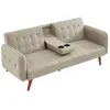 CONCEPT USINE INVERNESS - Canapé 3 places convertible avec tablette centrale rabattable beige