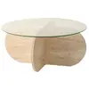 Concept-Usine RIBE - Table basse en bois effet pierre et plateau en verre