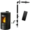 Poêle à granulés étanche Azora 116 kW Noir Sannover + Kit d installati...