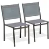DCB GARDEN Lot de 2 chaises de jardin en alu et toile plastifiée grise