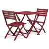 CITY GARDEN Ensemble repas de jardin 2 places en aluminium rouge carmin