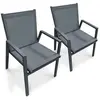 DCB GARDEN Lot de 2 fauteuils de jardin empilables en aluminium anthracite