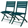 Lot de 2 chaises de jardin en aluminium - Bleu canard - MARIUS