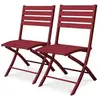 Lot de 2 chaises de jardin en aluminium - Rouge carmin - MARIUS