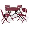 CITY GARDEN Ensemble repas de jardin 4 places en aluminium rouge carmin