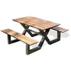PARIS GARDEN Table de jardin avec bancs VANCOUVER (150x164 cm) en aluminium et HPL effet bois - GRIS ANTHRACITE