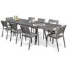 DCB GARDEN Table de jardin STOCKHOLM-TB300-ALU à rallonge, 6 chaises STOCKHOLM-CH et 2 fauteuils STOCKHOLM-FT empilables