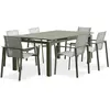 DCB GARDEN Table de jardin MIAMI-TB240-KAKI avec rallonge et 6 fauteuils MIAMI-FT-KAKI empilables