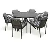 PARIS GARDEN Table de jardin ronde PILAT-TB129 et 6 fauteuils PILAT-FT empilables