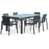 DCB GARDEN Table de jardin ALU-MIAMI-TBALU avec rallonge et 6 fauteuils ALU-MIAMI-FT empilables