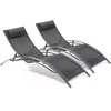 CL76 - Lot de 2 bains de soleil en aluminium et toile plastifiée noire Dcb Garden