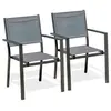 DCB GARDEN Lot de 2 fauteuils de jardin en alu et toile plastifiée grise