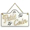 Retro Plaque à suspendre - Petit Coin - MDF - Blanc - Rectangulaire - 19x12 cm